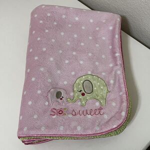 Carter's Just One You So Sweet Elephant Baby Blanket Pink Polka Dot Green Sherpa
